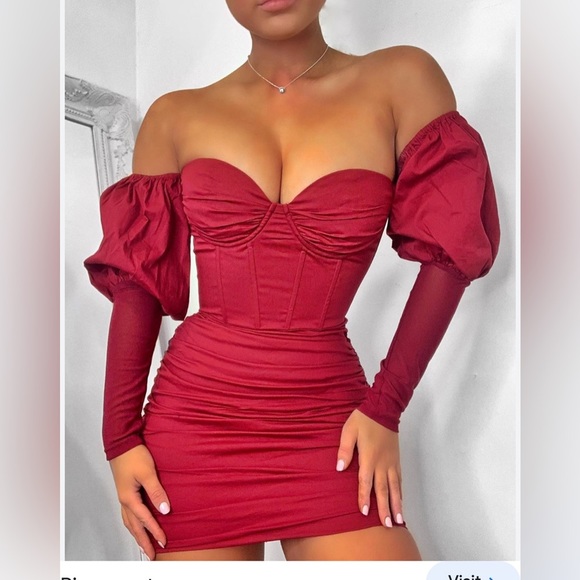 Oh Polly Dresses & Skirts - Oh Polly NwT Red Corset Top Mini Dress Ruched 0
